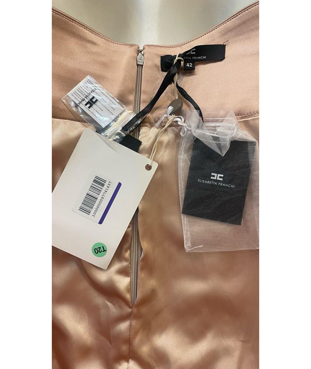 ELISABETTA FRANCHI Бежевая полиэстеровая юбка миди, фото 3