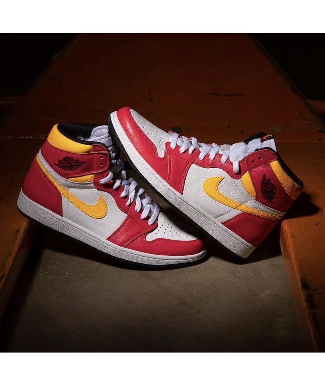 NIKE Красные кожаные высокие кроссовки / кеды, фото 3