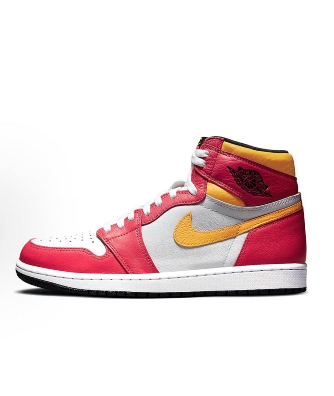 NIKE Красные кожаные высокие кроссовки / кеды, фото 9