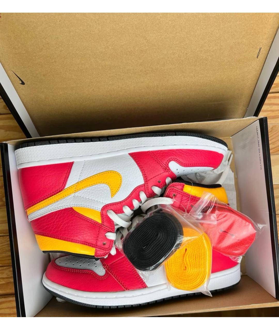 NIKE Красные кожаные высокие кроссовки / кеды, фото 8