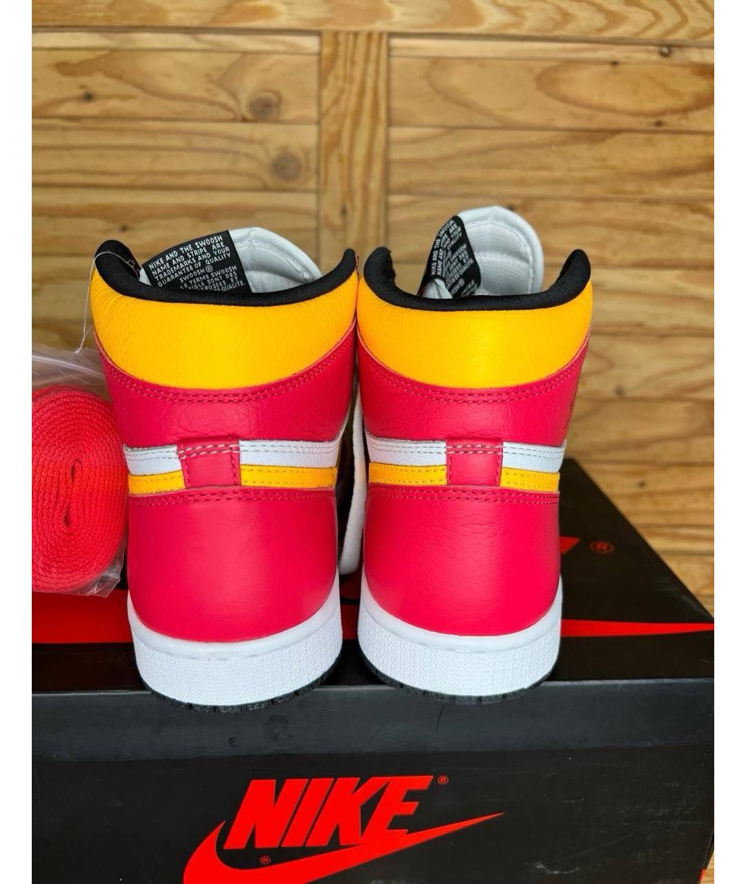 NIKE Красные кожаные высокие кроссовки / кеды, фото 7