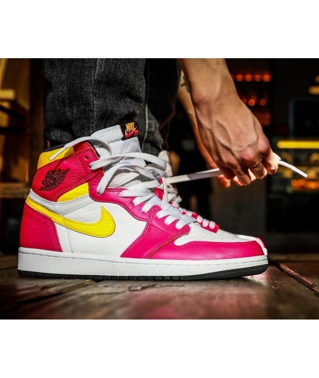 NIKE Красные кожаные высокие кроссовки / кеды, фото 2