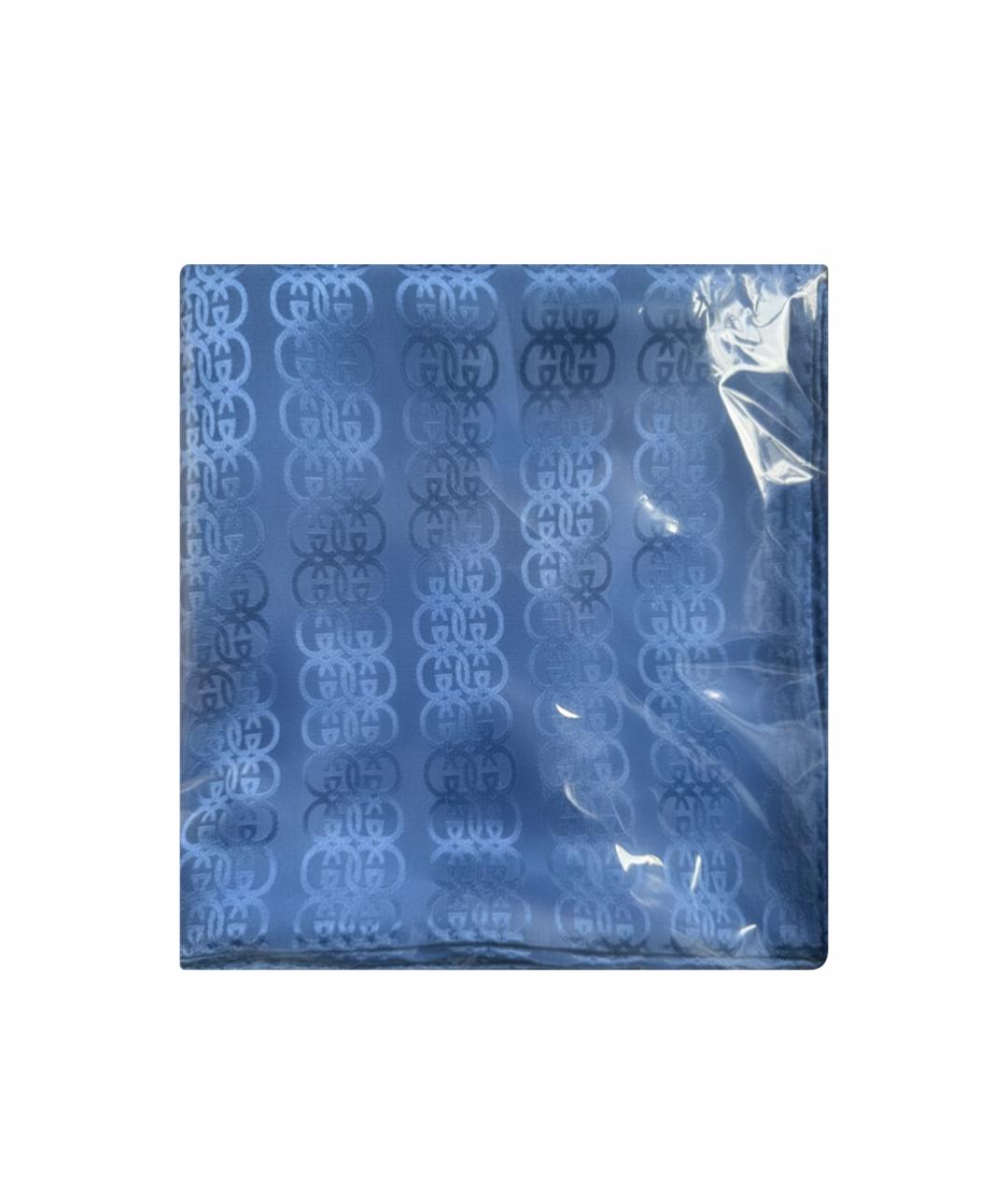 GUCCI Синий шелковый платок, фото 1