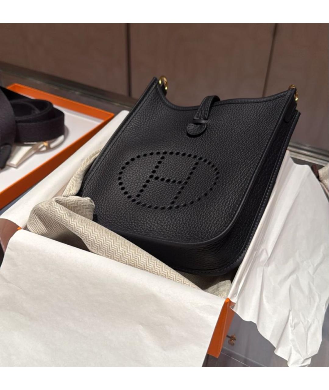 HERMES Черная кожаная сумка через плечо, фото 4