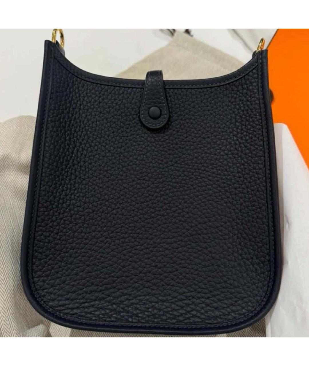 HERMES Черная кожаная сумка через плечо, фото 3