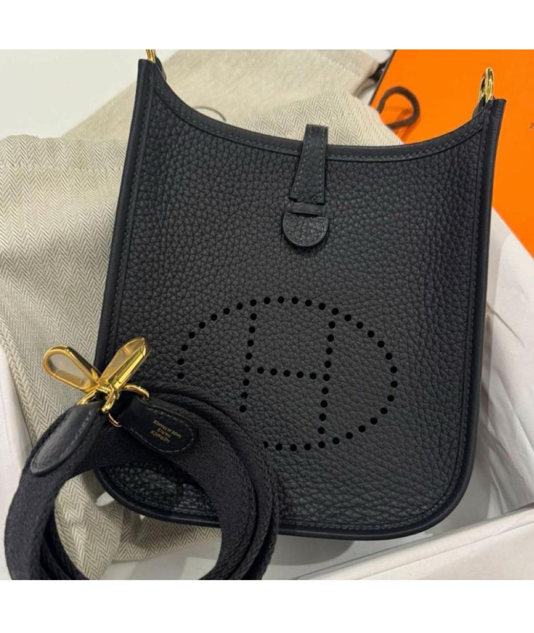 HERMES Черная кожаная сумка через плечо, фото 2