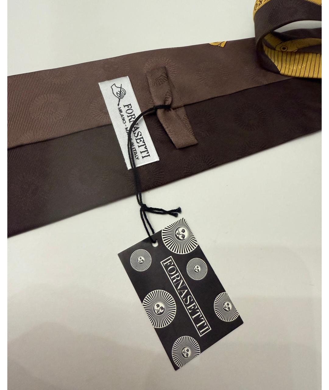 Fornasetti Коричневый шелковый галстук, фото 7