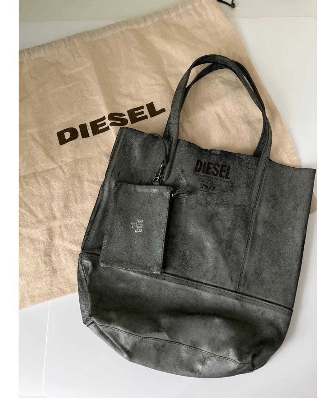 DIESEL Серая кожаная сумка тоут, фото 4