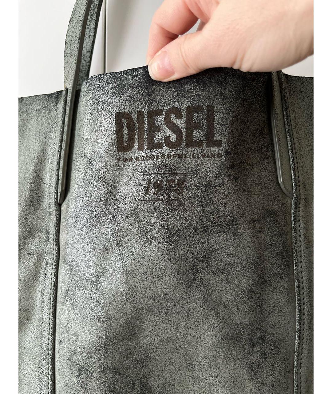 DIESEL Серая кожаная сумка тоут, фото 6