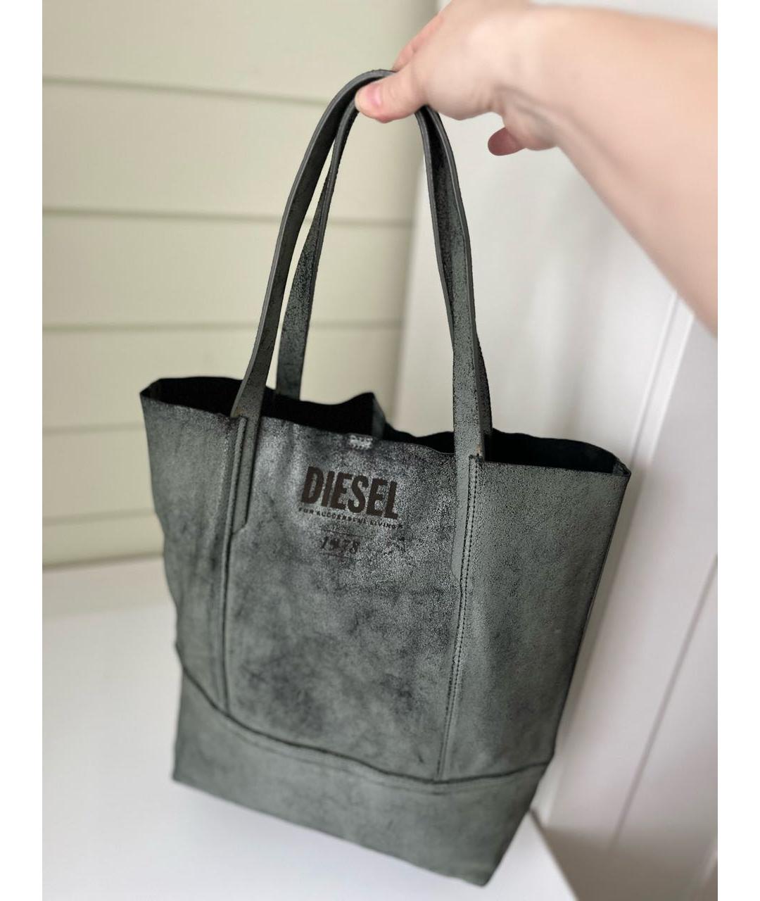 DIESEL Серая кожаная сумка тоут, фото 3