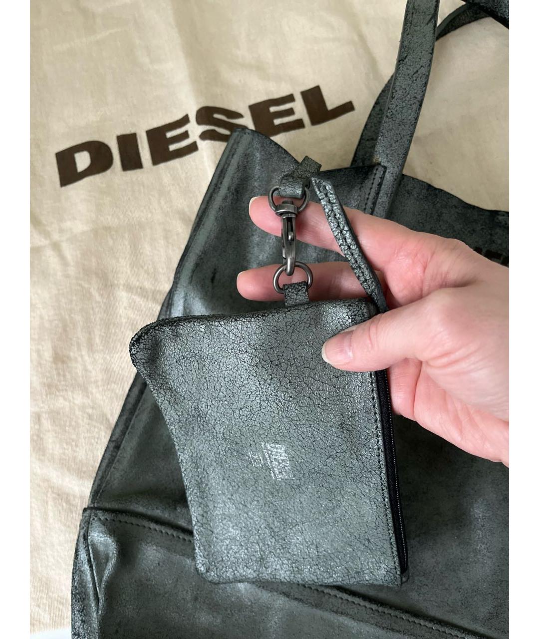 DIESEL Серая кожаная сумка тоут, фото 8