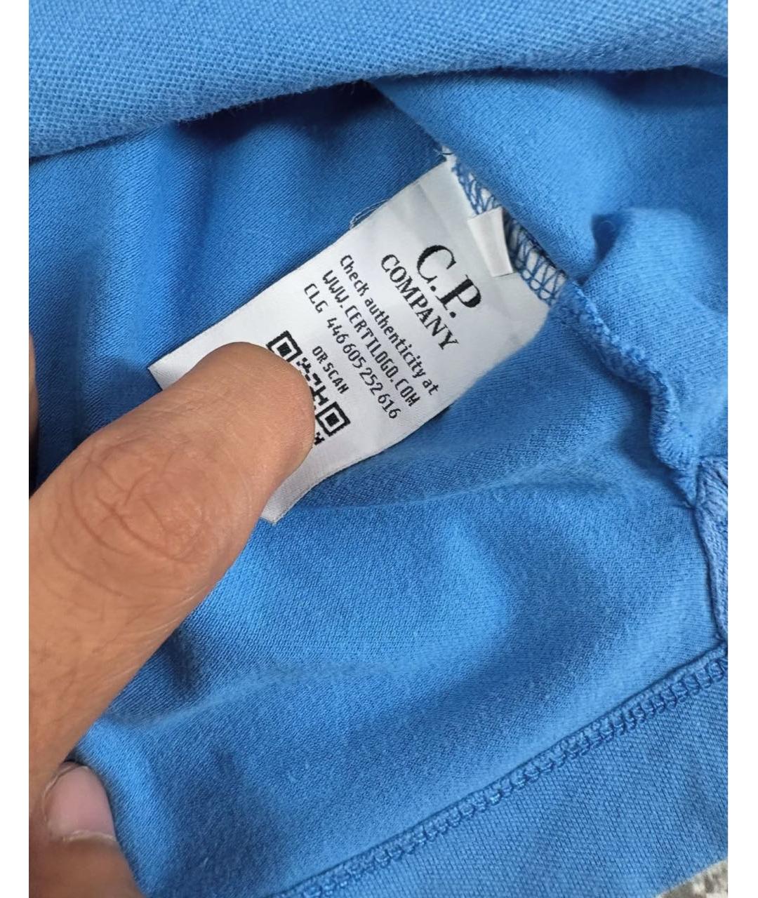 CP COMPANY Голубое хлопковое поло с коротким рукавом, фото 4