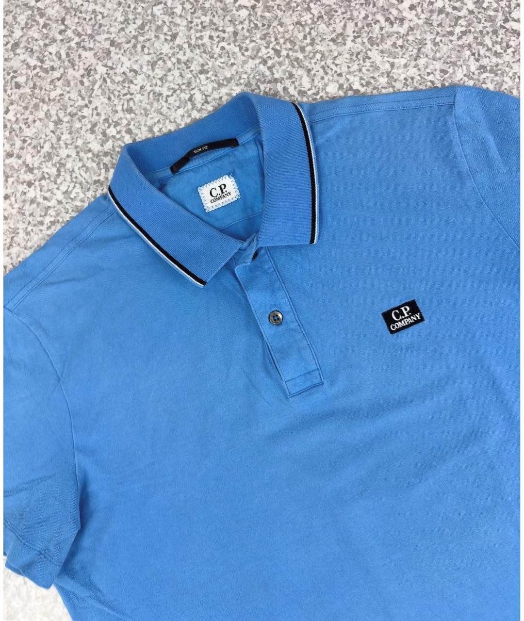 CP COMPANY Голубое хлопковое поло с коротким рукавом, фото 2