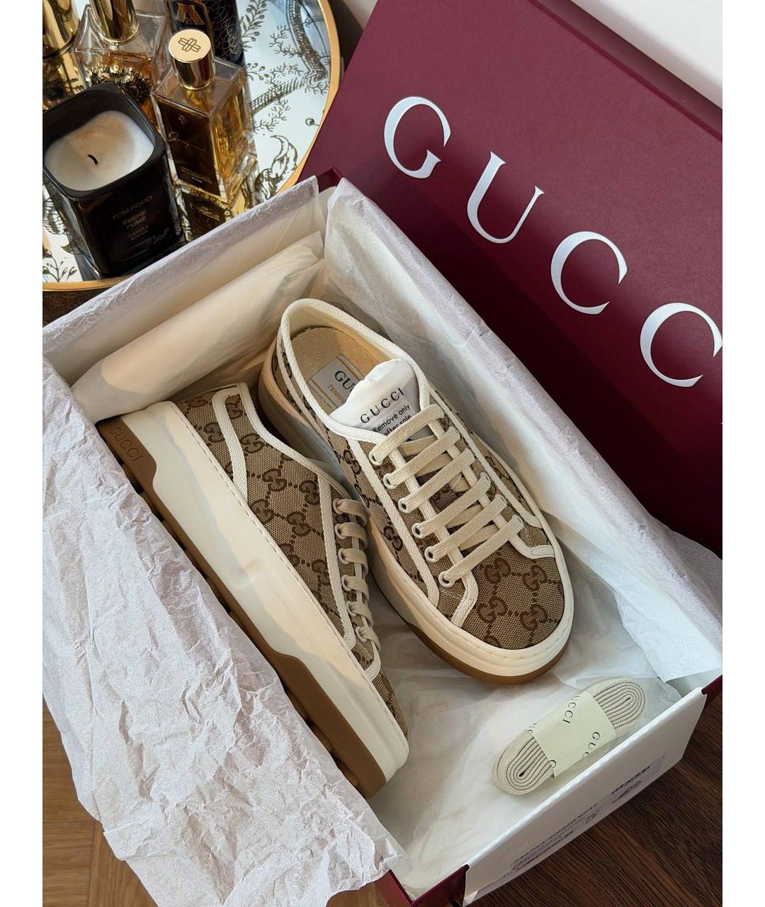 GUCCI Бежевые кеды, фото 5