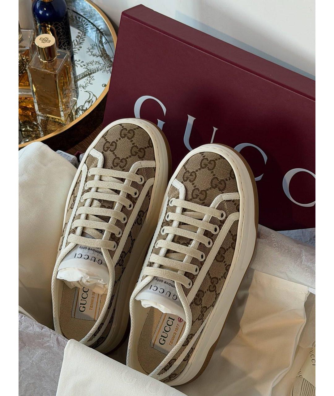 GUCCI Бежевые кеды, фото 4