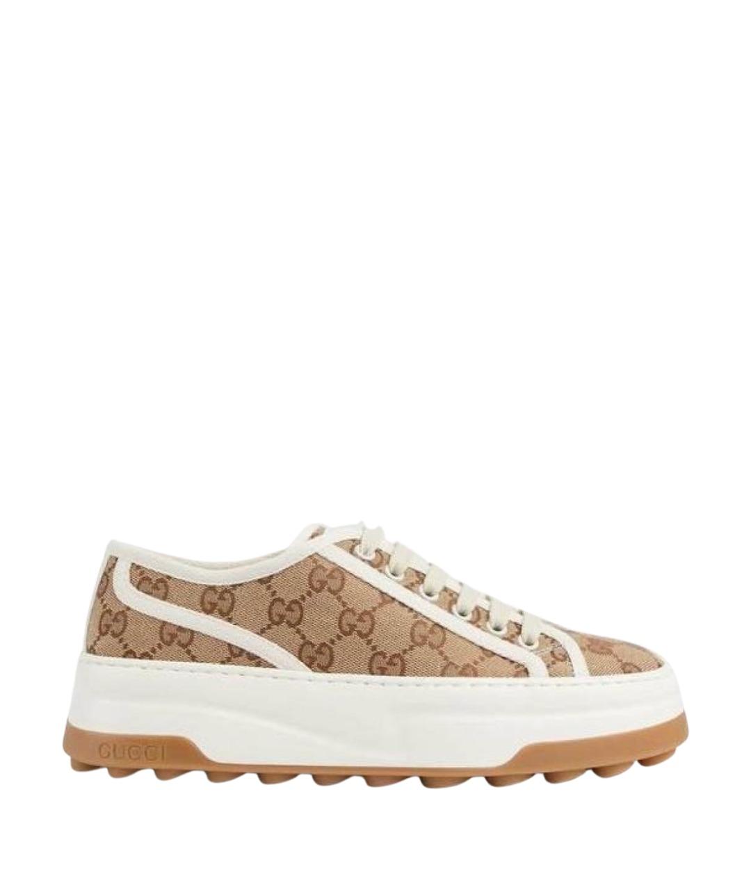 GUCCI Бежевые кеды, фото 1