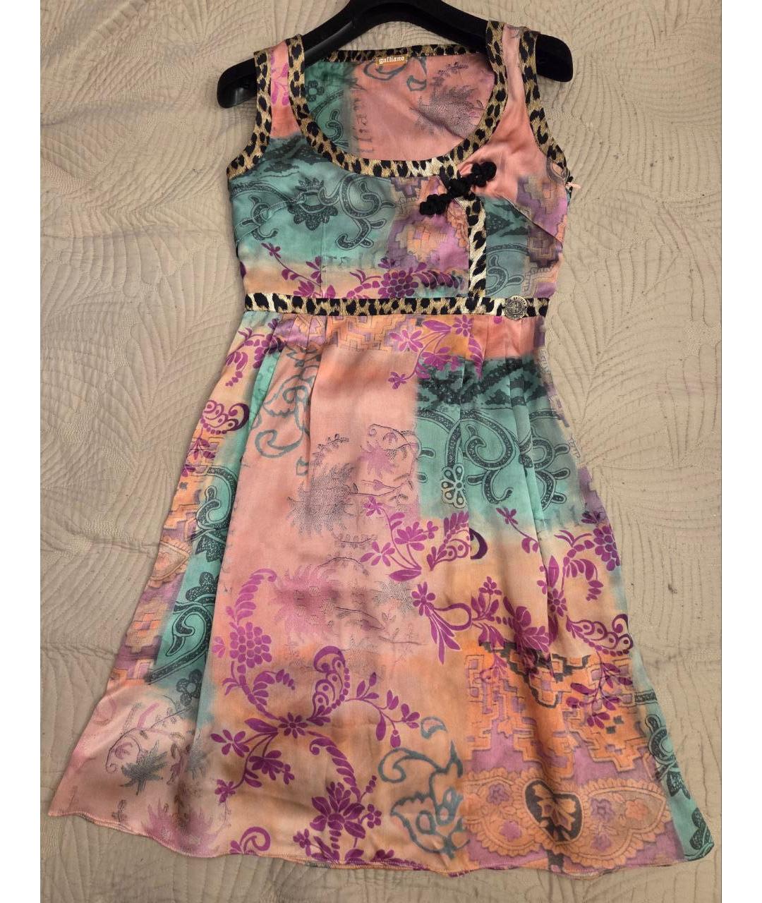 JOHN GALLIANO Мульти шелковое повседневное платье, фото 9