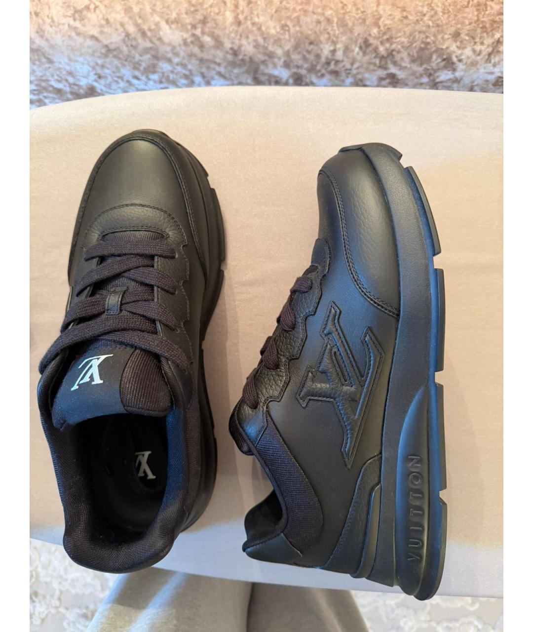 LOUIS VUITTON Черные кожаные низкие кроссовки / кеды, фото 7