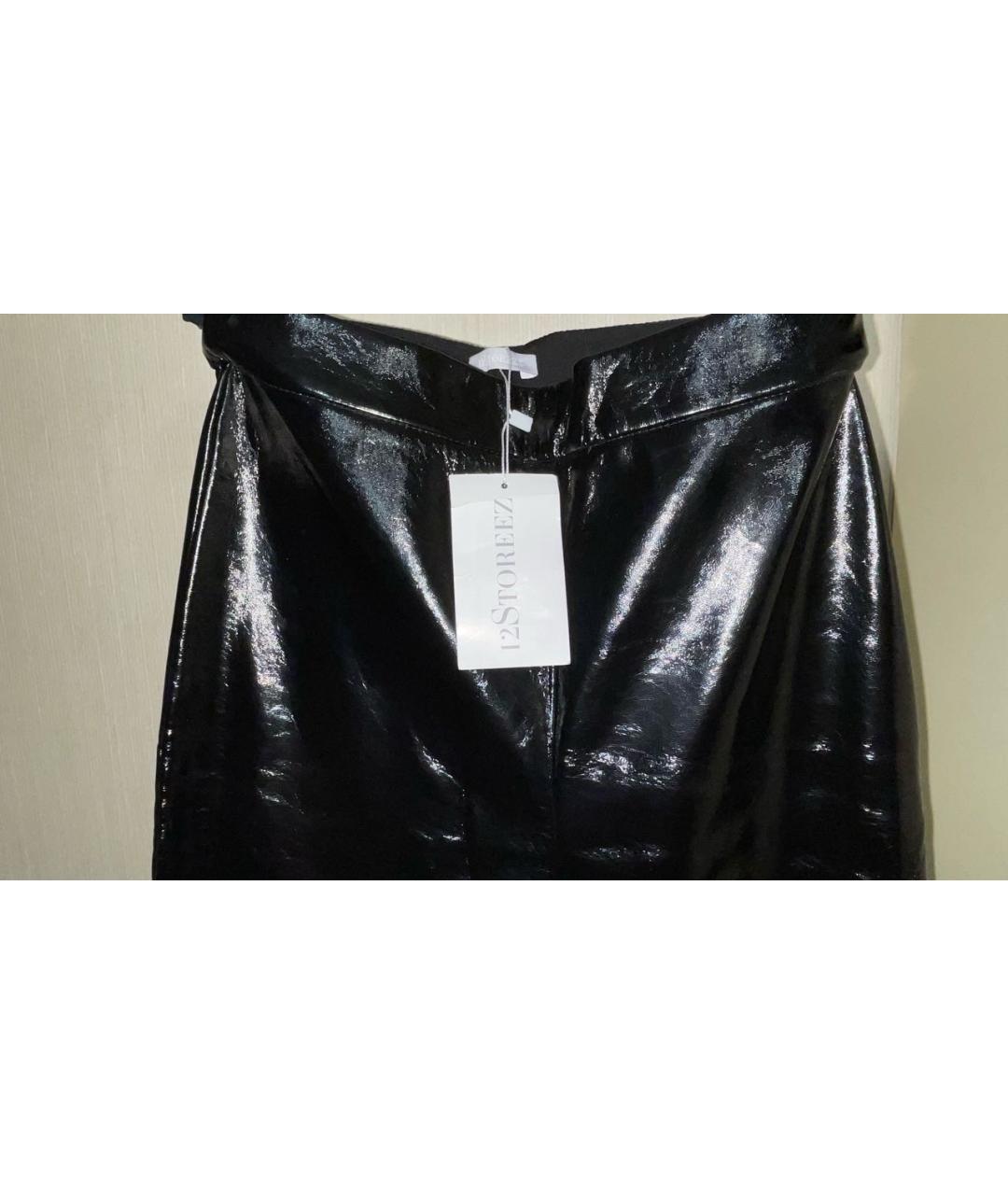 12 STOREEZ Черные полиуретановые брюки узкие, фото 3