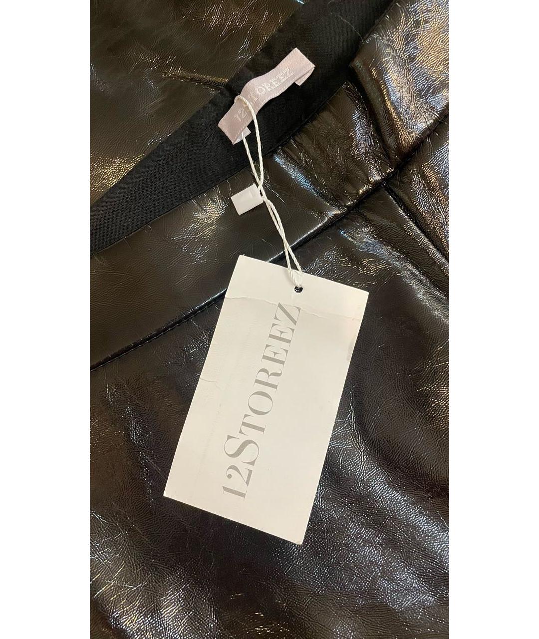 12 STOREEZ Черные полиуретановые брюки узкие, фото 4