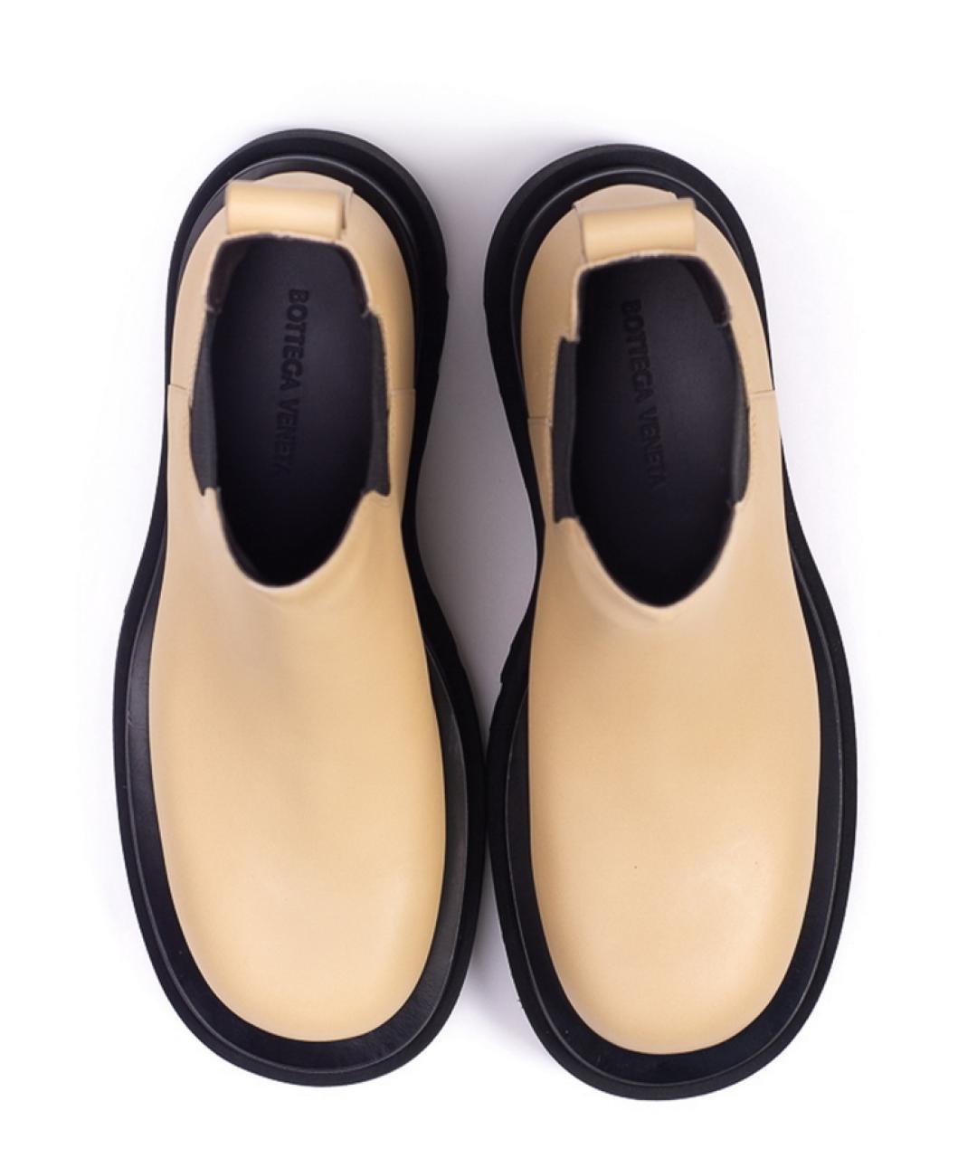 BOTTEGA VENETA Бежевые кожаные ботинки, фото 3