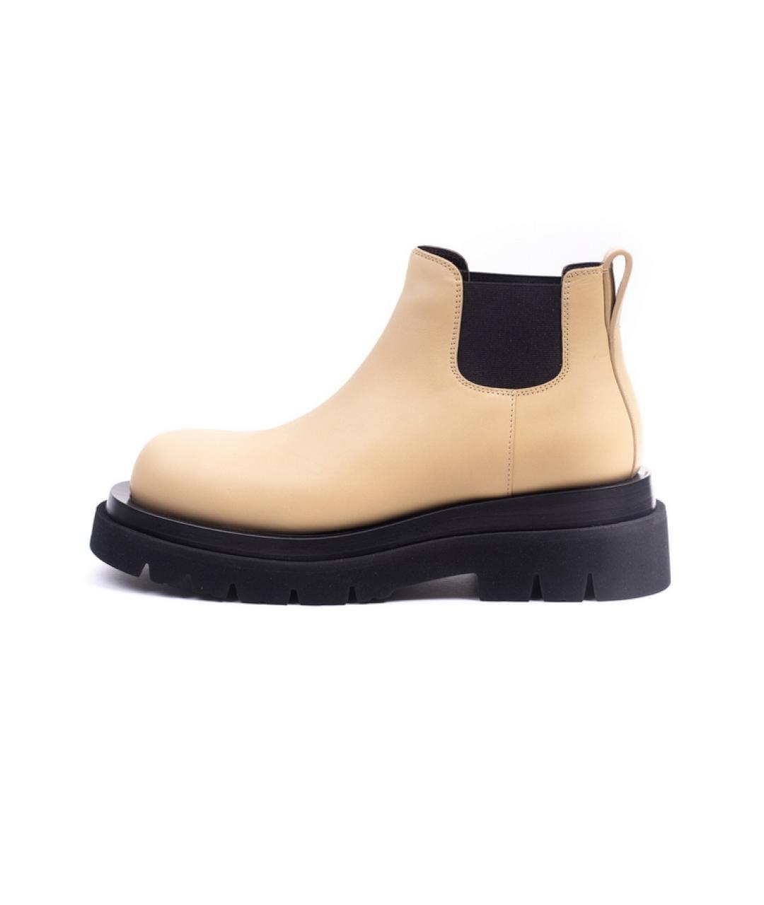 BOTTEGA VENETA Бежевые кожаные ботинки, фото 9