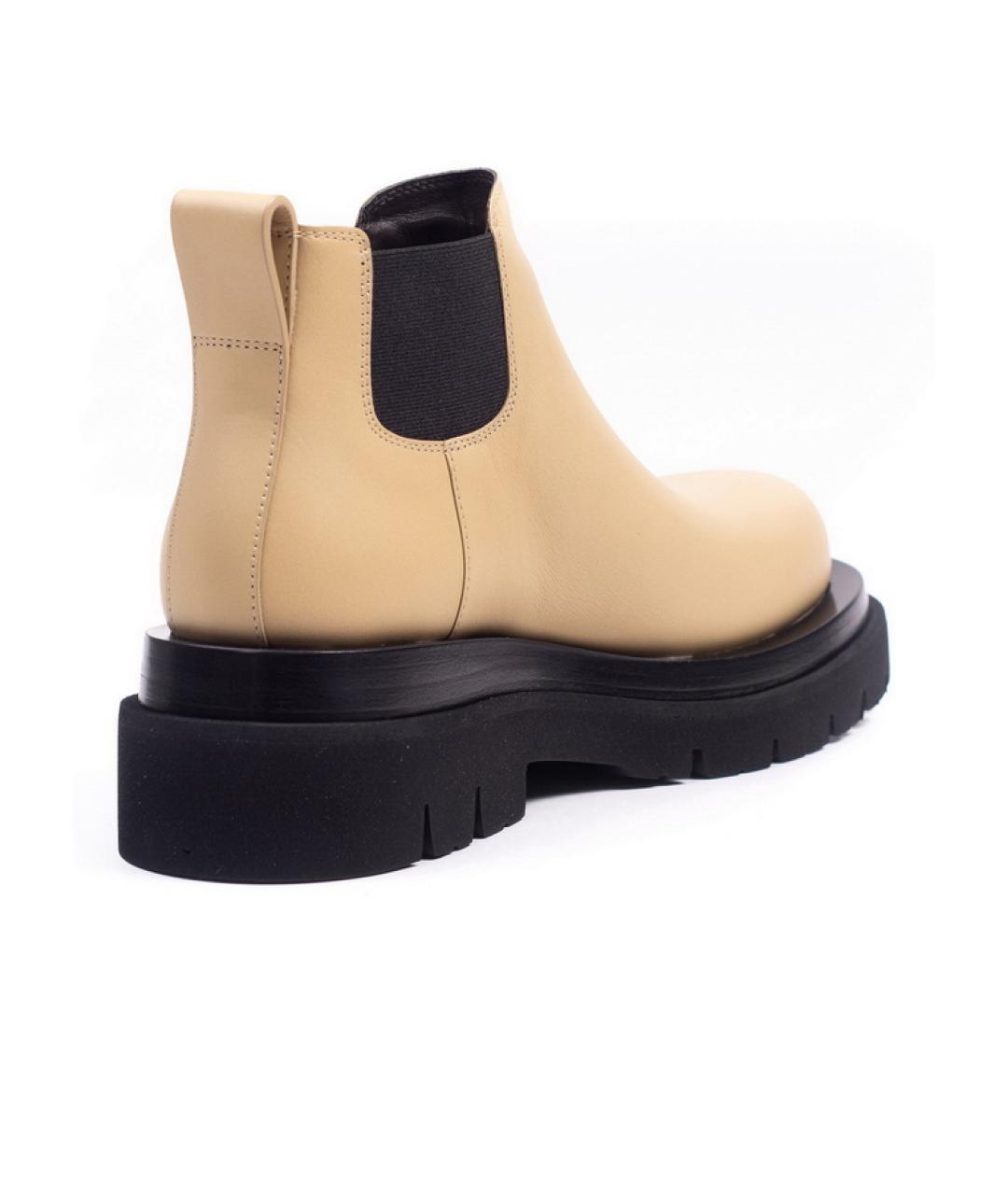 BOTTEGA VENETA Бежевые кожаные ботинки, фото 4