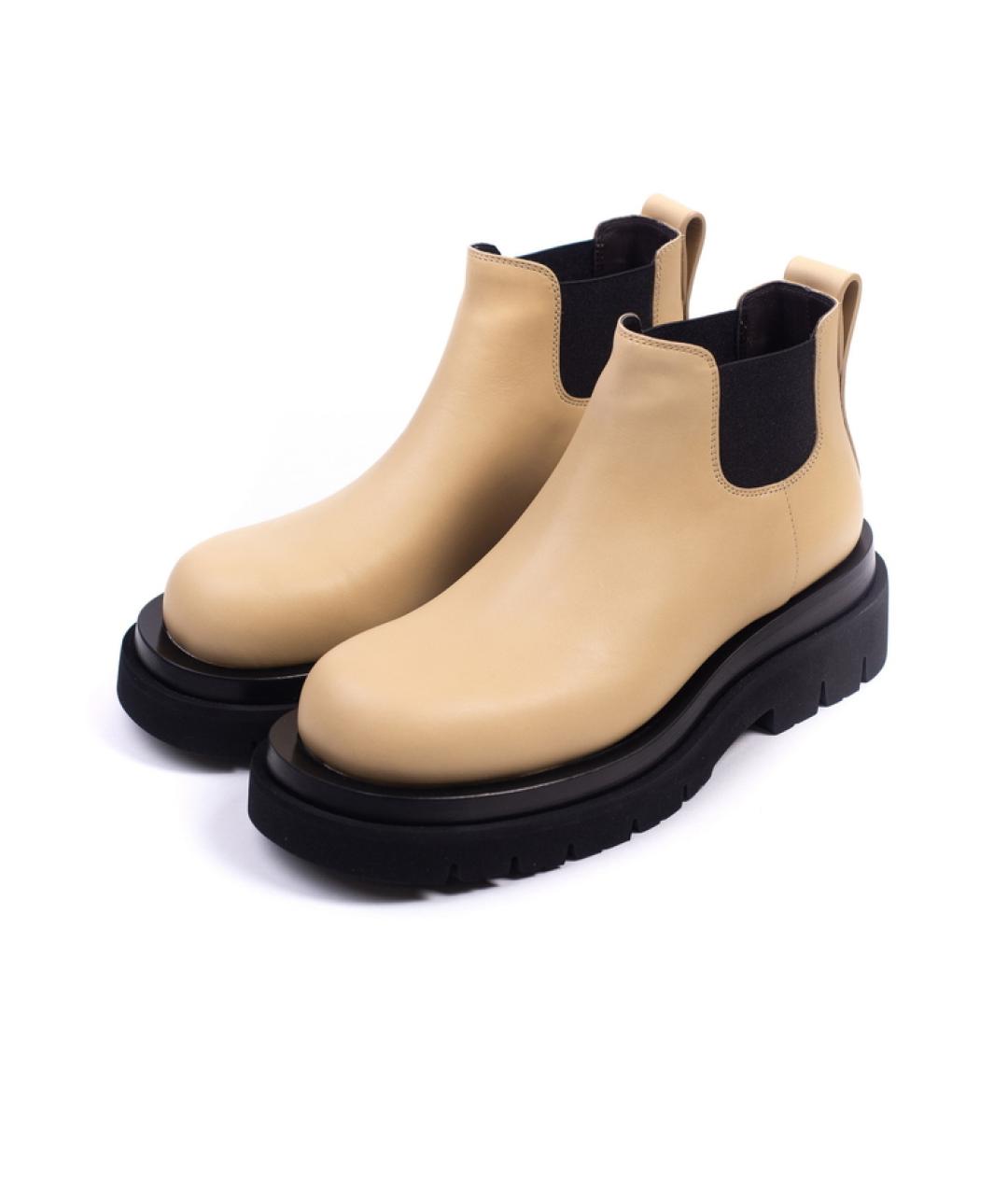 BOTTEGA VENETA Бежевые кожаные ботинки, фото 2