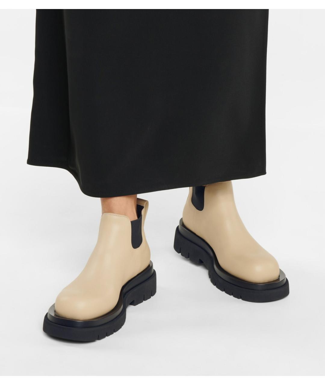BOTTEGA VENETA Бежевые кожаные ботинки, фото 8