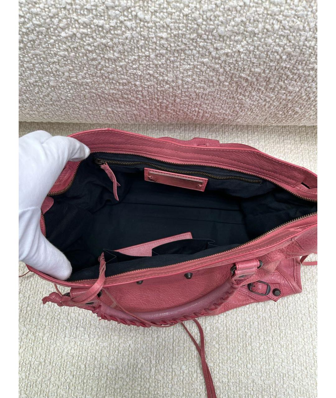 BALENCIAGA Розовая кожаная сумка с короткими ручками, фото 4