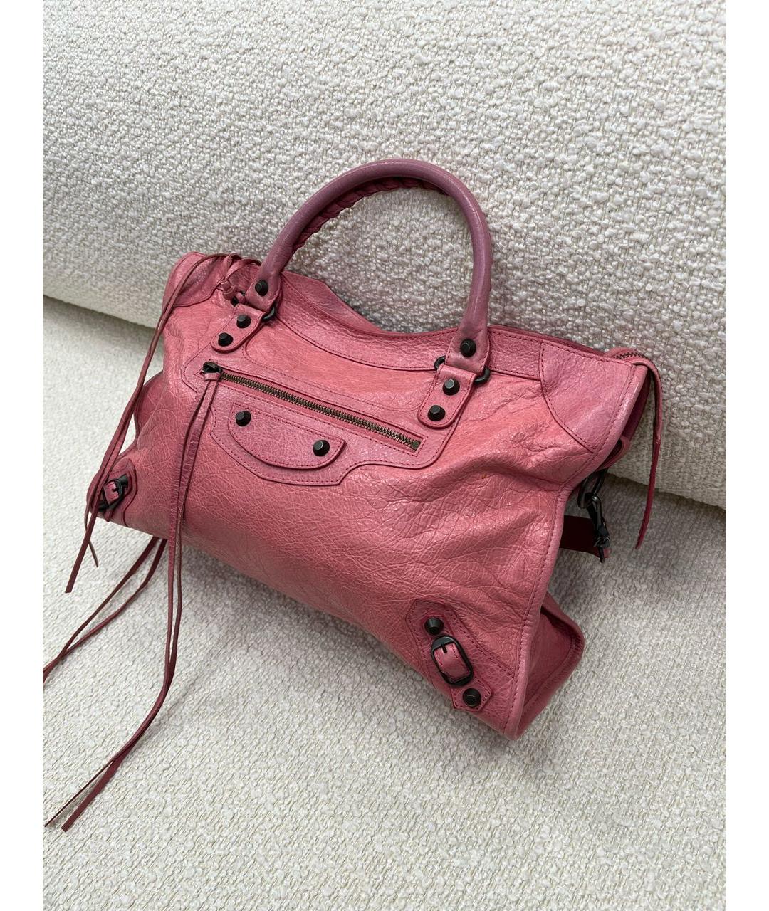 BALENCIAGA Розовая кожаная сумка с короткими ручками, фото 5