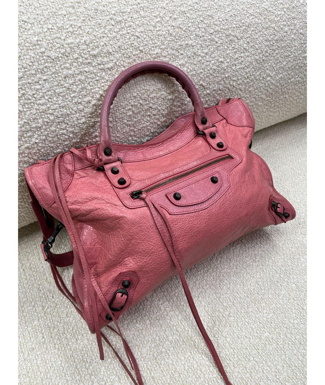 BALENCIAGA Розовая кожаная сумка с короткими ручками, фото 2