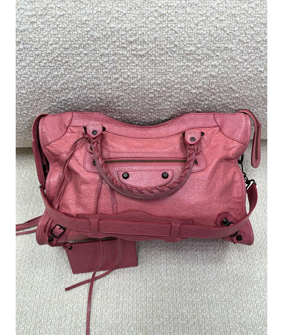 BALENCIAGA Розовая кожаная сумка с короткими ручками, фото 9