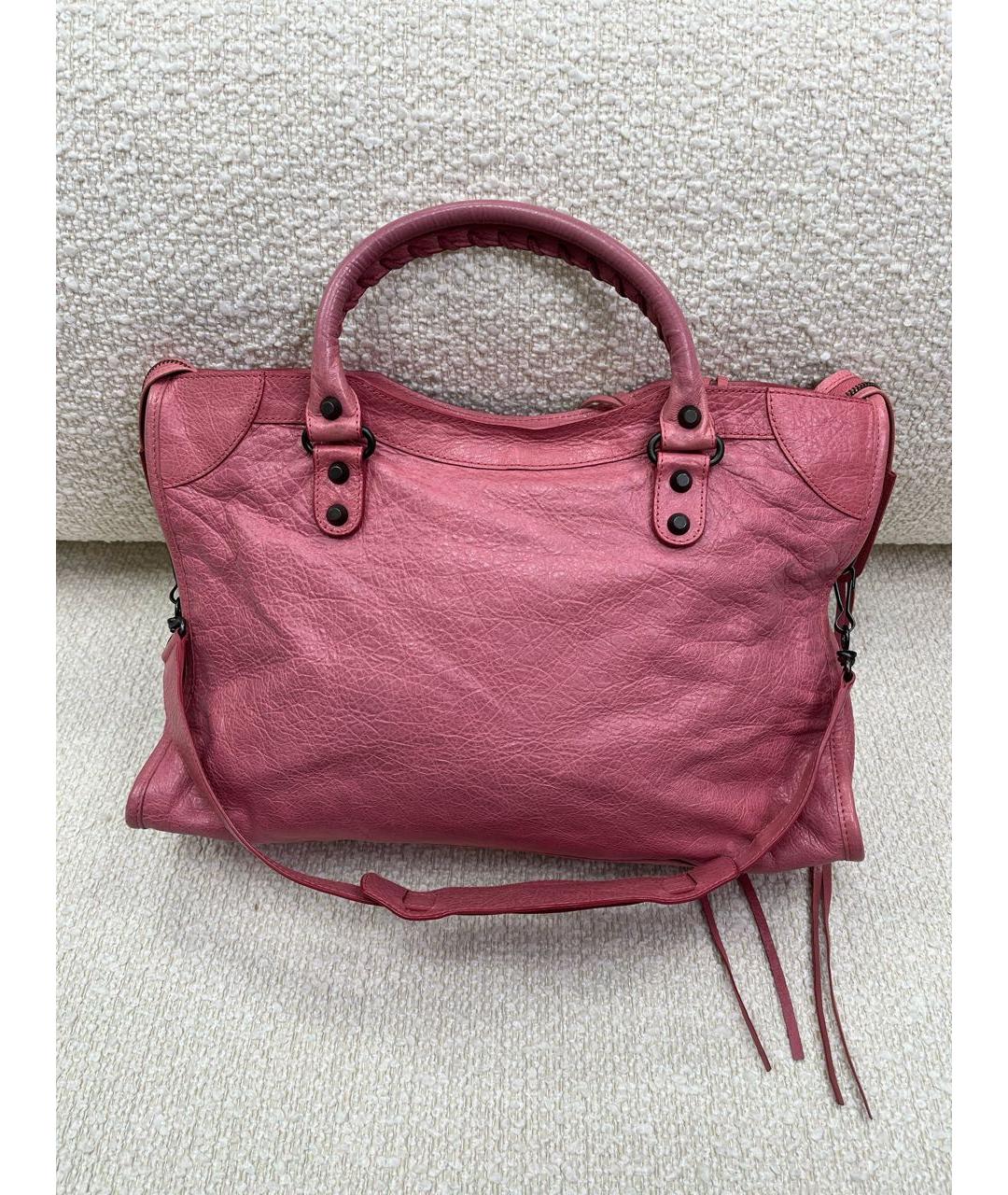 BALENCIAGA Розовая кожаная сумка с короткими ручками, фото 3