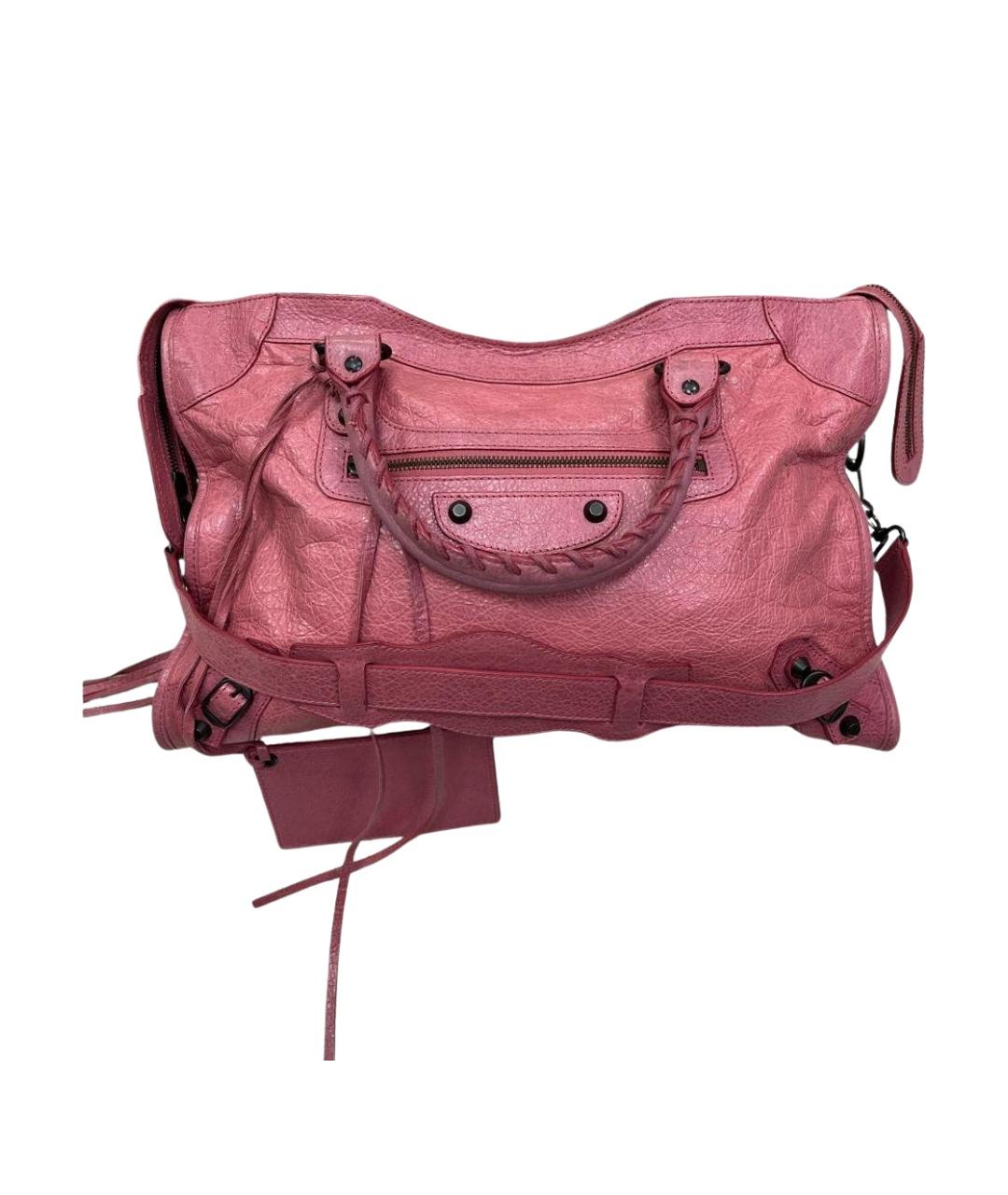 BALENCIAGA Розовая кожаная сумка с короткими ручками, фото 1