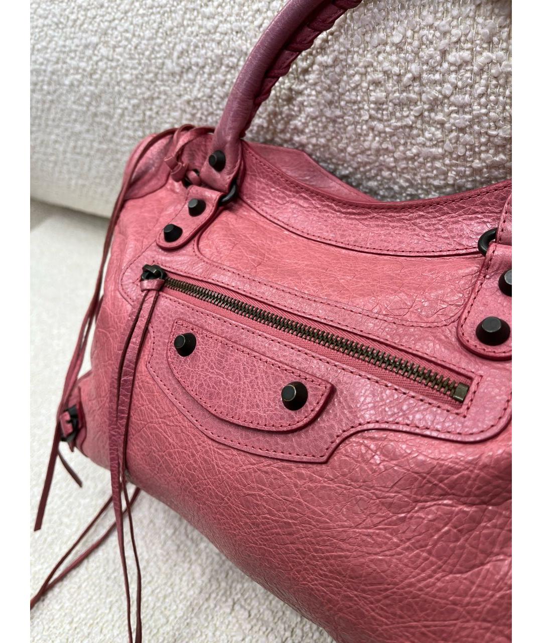 BALENCIAGA Розовая кожаная сумка с короткими ручками, фото 7