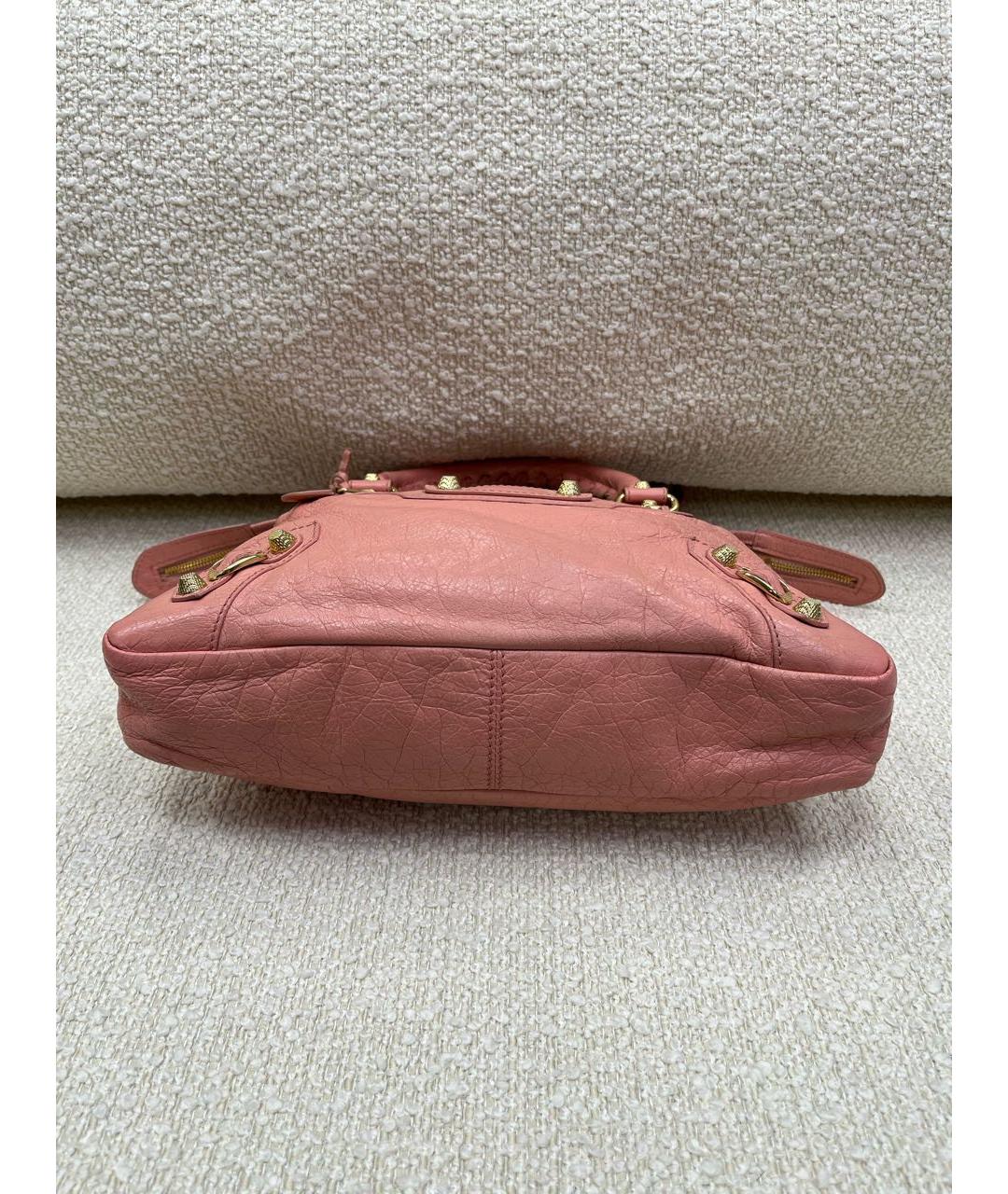 BALENCIAGA Коралловая кожаная сумка с короткими ручками, фото 7