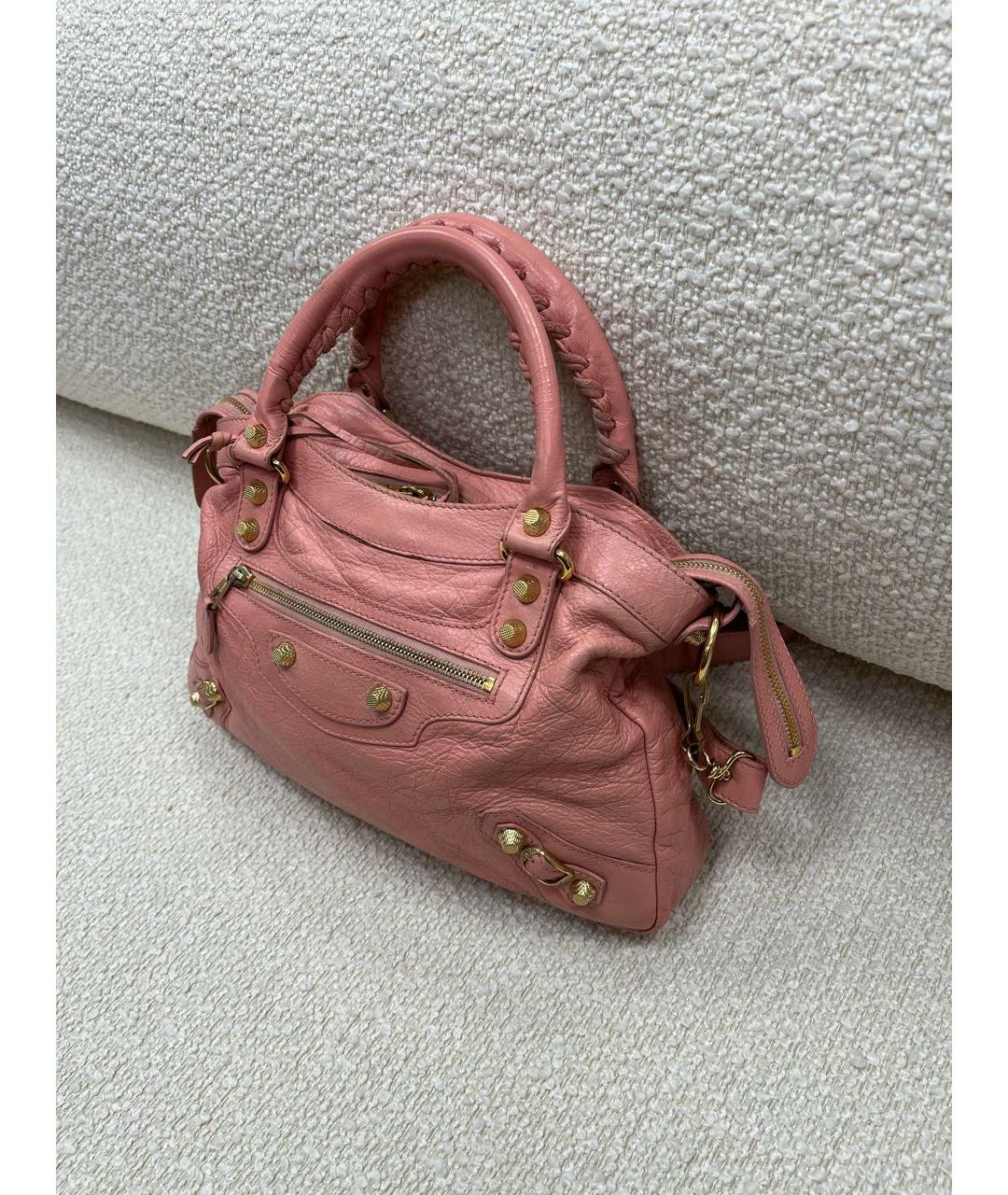 BALENCIAGA Коралловая кожаная сумка с короткими ручками, фото 6