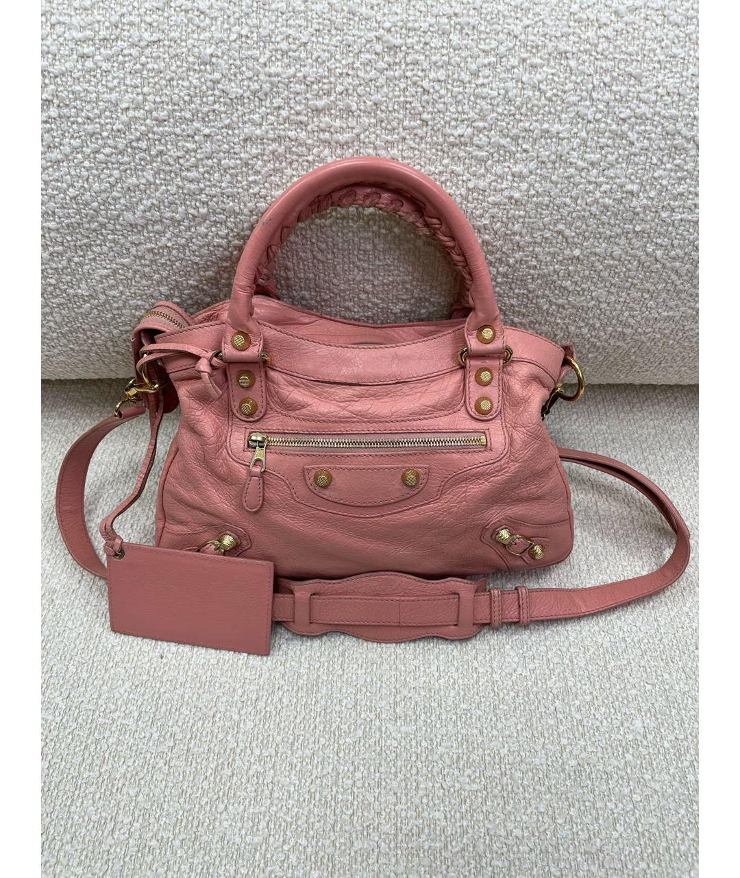 BALENCIAGA Коралловая кожаная сумка с короткими ручками, фото 5