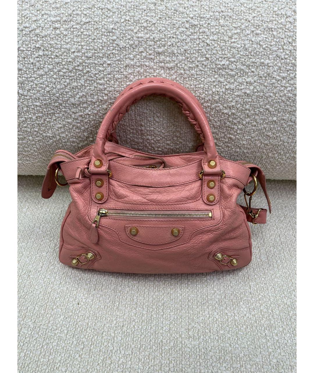 BALENCIAGA Коралловая кожаная сумка с короткими ручками, фото 9