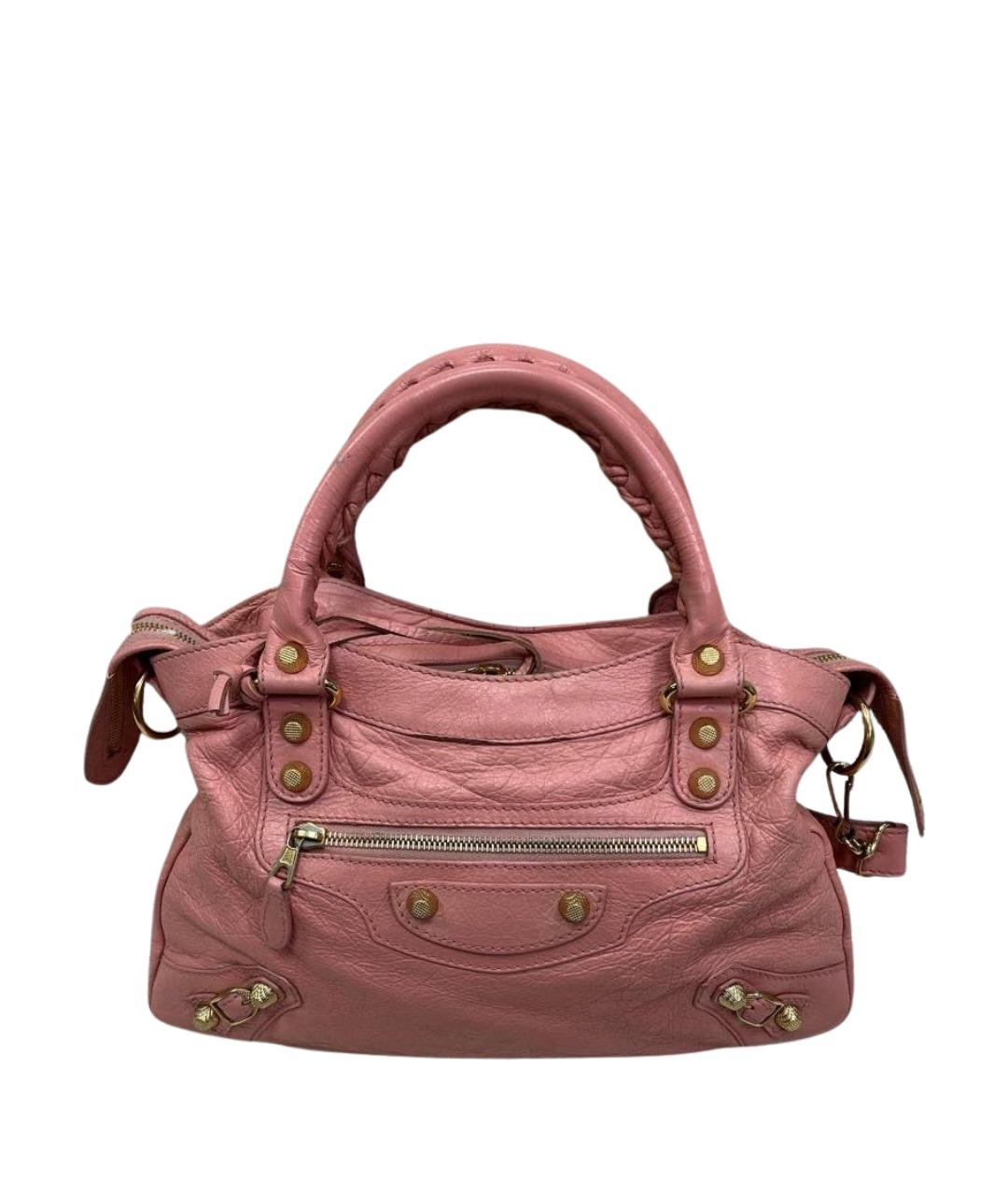 BALENCIAGA Коралловая кожаная сумка с короткими ручками, фото 1