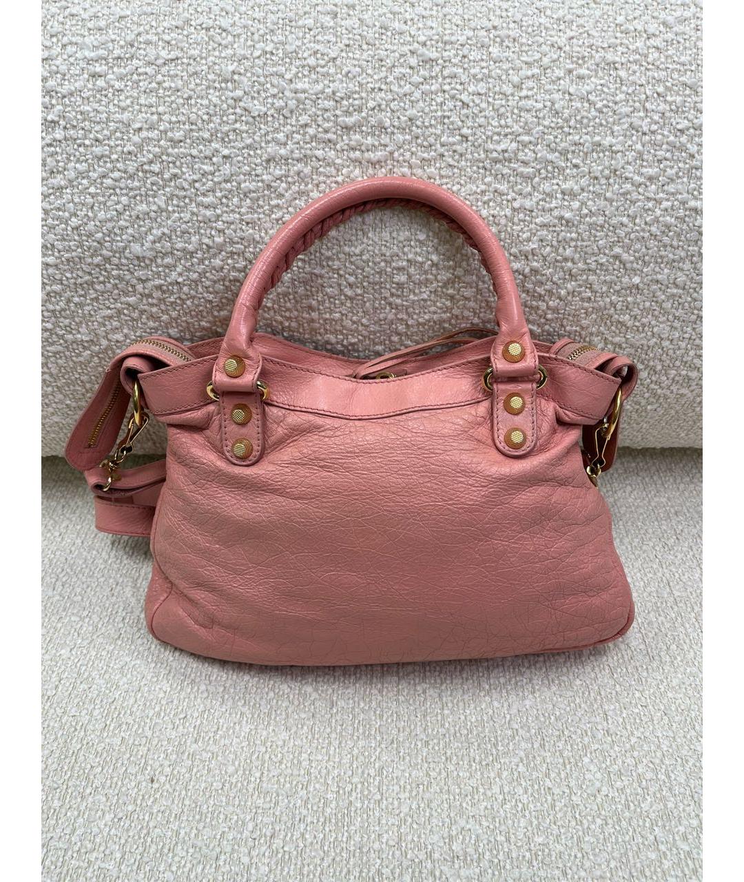 BALENCIAGA Коралловая кожаная сумка с короткими ручками, фото 3