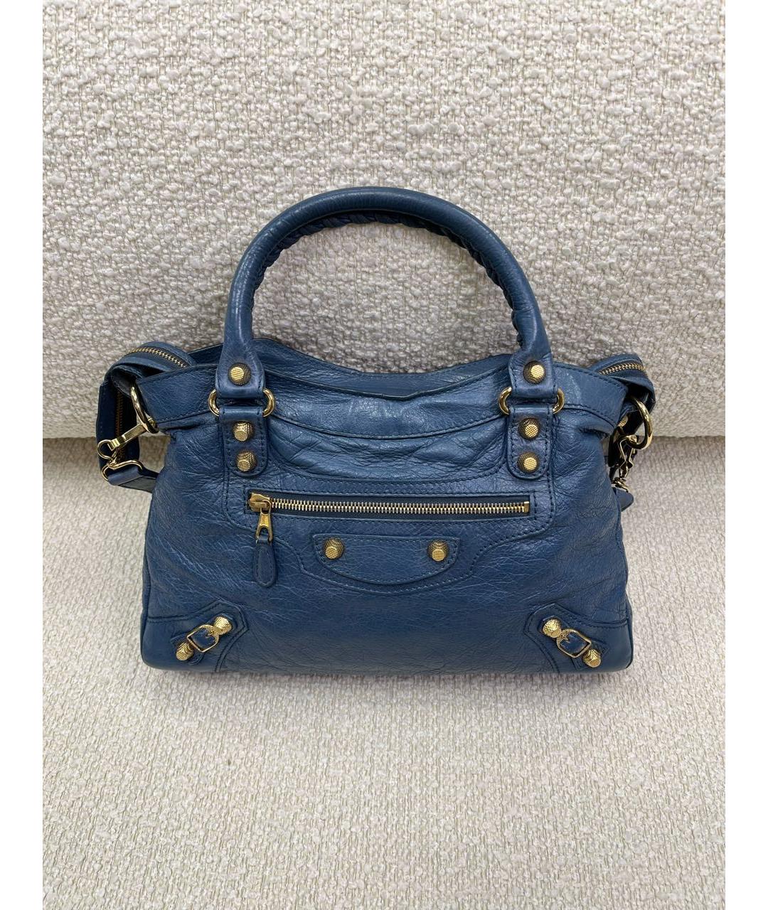 BALENCIAGA Синяя кожаная сумка с короткими ручками, фото 8