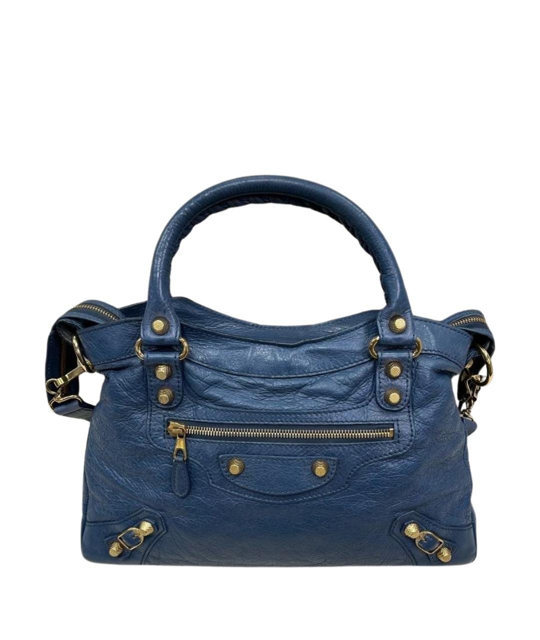 BALENCIAGA Синяя кожаная сумка с короткими ручками, фото 1