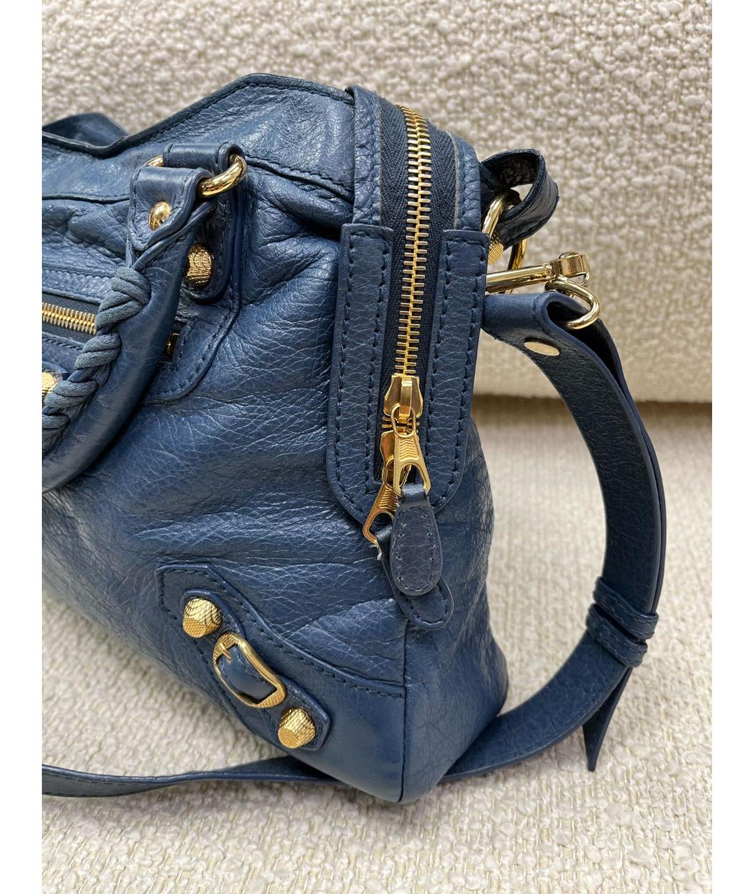 BALENCIAGA Синяя кожаная сумка с короткими ручками, фото 6