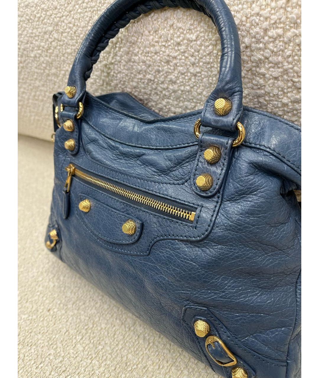 BALENCIAGA Синяя кожаная сумка с короткими ручками, фото 5