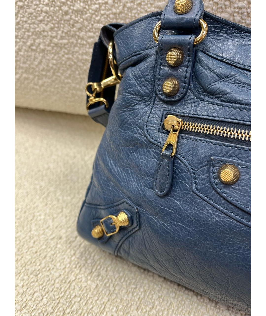 BALENCIAGA Синяя кожаная сумка с короткими ручками, фото 7