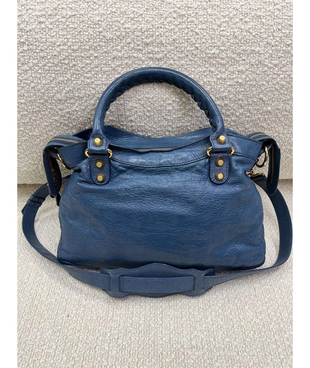 BALENCIAGA Синяя кожаная сумка с короткими ручками, фото 3