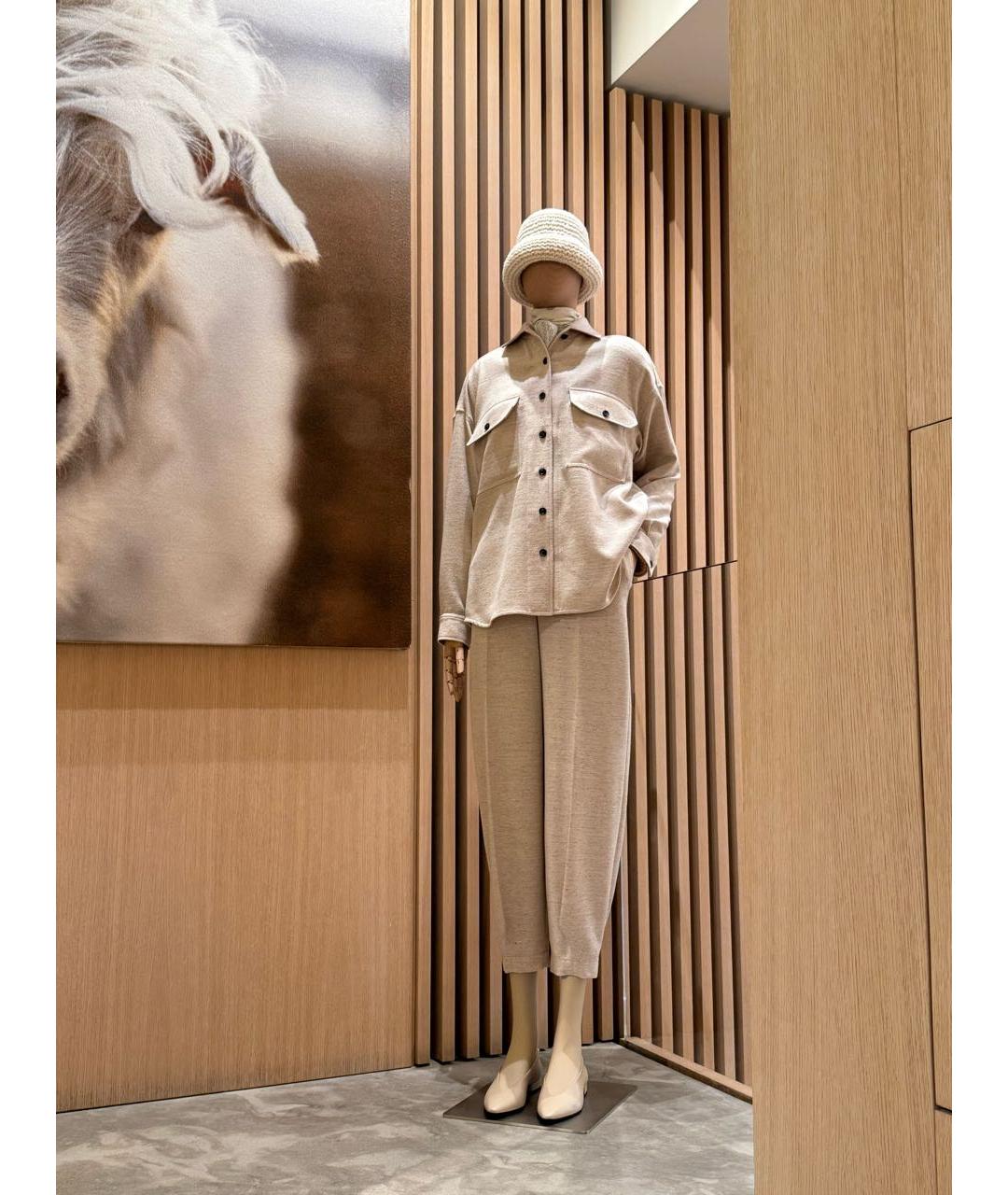 LORO PIANA Бежевый шерстяной костюм с брюками, фото 4