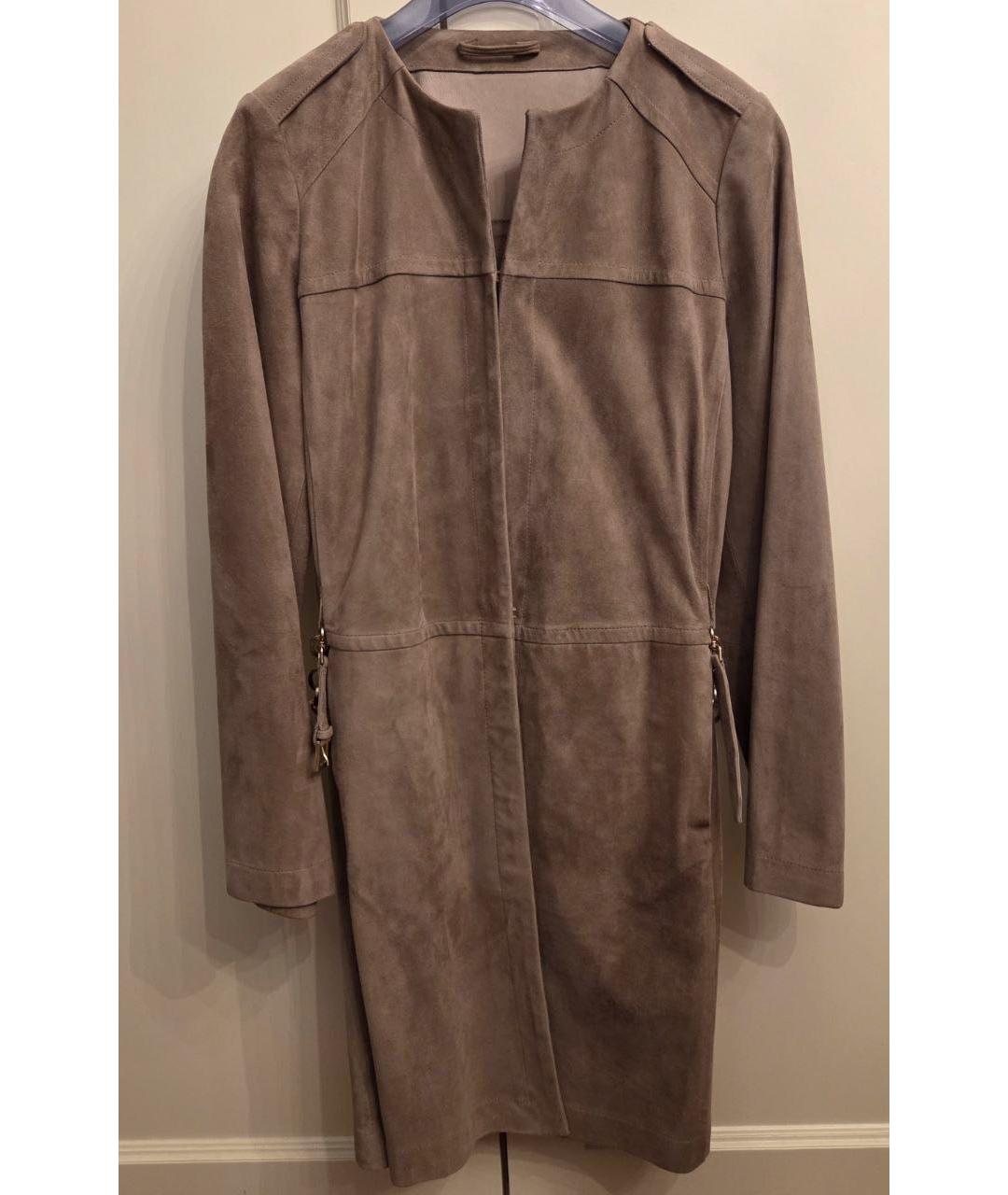 'S MAX MARA Бежевый замшевый тренч/плащ, фото 9